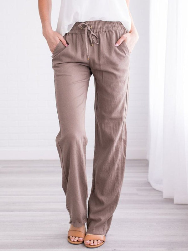 Solid Tie Casual Wide-leg Trousers - Pants - INS | Online Fashion Free Shipping Clothing, Dresses, Tops, Shoes - 10-20 - 15/07/2021 - Bottoms