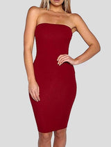 Solid Tube Top High Waist Bodycon Dress - Midi Dresses - INS | Online Fashion Free Shipping Clothing, Dresses, Tops, Shoes - 10-20 - 19/07/2021 - color-black