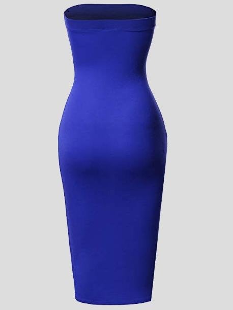 Solid Tube Top High Waist Bodycon Dress - Midi Dresses - INS | Online Fashion Free Shipping Clothing, Dresses, Tops, Shoes - 10-20 - 19/07/2021 - color-black