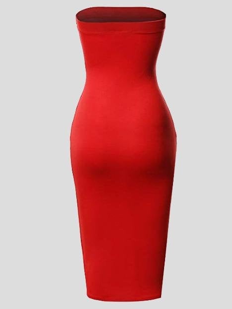 Solid Tube Top High Waist Bodycon Dress - Midi Dresses - INS | Online Fashion Free Shipping Clothing, Dresses, Tops, Shoes - 10-20 - 19/07/2021 - color-black