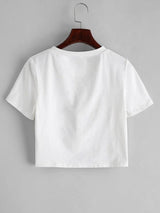 Solid Twist Hem Cropped Tee - INS | Online Fashion Free Shipping Clothing, Dresses, Tops, Shoes