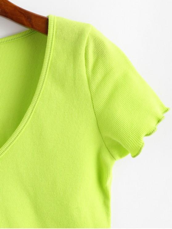 Solid V Neck Ribbed Tee - INS | Online Fashion Free Shipping Clothing, Dresses, Tops, Shoes