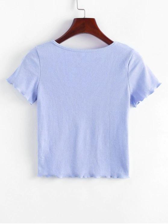 Solid V Neck Ribbed Tee - INS | Online Fashion Free Shipping Clothing, Dresses, Tops, Shoes