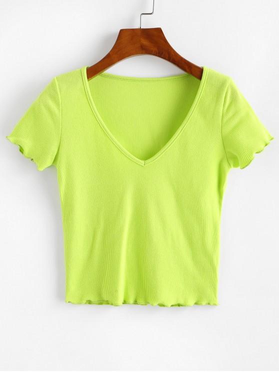 Solid V Neck Ribbed Tee - INS | Online Fashion Free Shipping Clothing, Dresses, Tops, Shoes