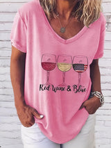 Solid Wine Glass Print Short Sleeve T-Shirt - T-Shirts - INS | Online Fashion Free Shipping Clothing, Dresses, Tops, Shoes - 10-20 - 22/06/2021 - Category_T-Shirts