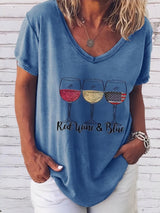 Solid Wine Glass Print Short Sleeve T-Shirt - T-Shirts - INS | Online Fashion Free Shipping Clothing, Dresses, Tops, Shoes - 10-20 - 22/06/2021 - Category_T-Shirts