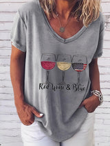 Solid Wine Glass Print Short Sleeve T-Shirt - T-Shirts - INS | Online Fashion Free Shipping Clothing, Dresses, Tops, Shoes - 10-20 - 22/06/2021 - Category_T-Shirts