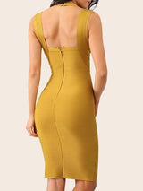 Solid Zip Back Bandage Slip Dress - Dresses - INS | Online Fashion Free Shipping Clothing, Dresses, Tops, Shoes - 02/05/2021 - Bodycon Dresses - Color_Yellow