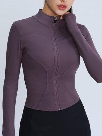 Solid Zip Up Sports Jacket With Thumb Holes - Activewear - INS | Online Fashion Free Shipping Clothing, Dresses, Tops, Shoes - 02/03/2021 - Activewear - Autumn