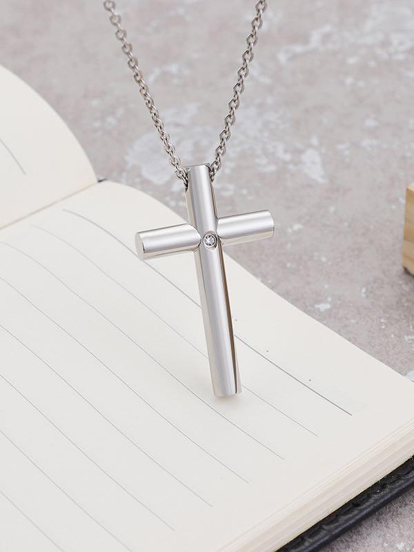 Solitaire Diamond Cross Pendant - Necklaces - INS | Online Fashion Free Shipping Clothing, Dresses, Tops, Shoes - 03/01/2021 - Accs & Jewelry - Black