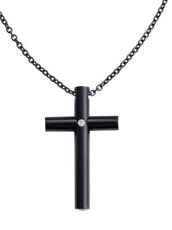 Solitaire Diamond Cross Pendant - Necklaces - INS | Online Fashion Free Shipping Clothing, Dresses, Tops, Shoes - 03/01/2021 - Accs & Jewelry - Black