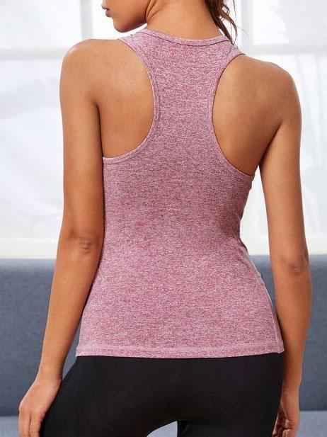 Space Dye Racer Back Sports Tee With Phone Pocket - Activewear - INS | Online Fashion Free Shipping Clothing, Dresses, Tops, Shoes - 02/03/2021 - Activewear - Color_Pink