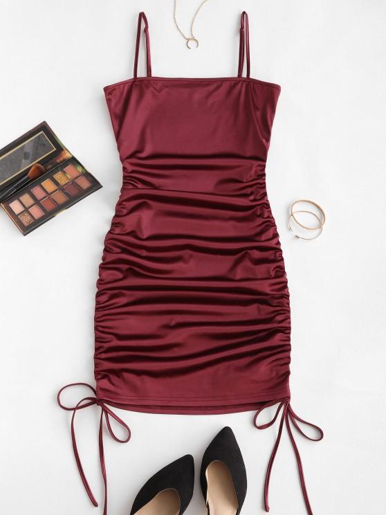 Spaghetti Strap Cinched Satin Bodycon Dress - INS | Online Fashion Free Shipping Clothing, Dresses, Tops, Shoes