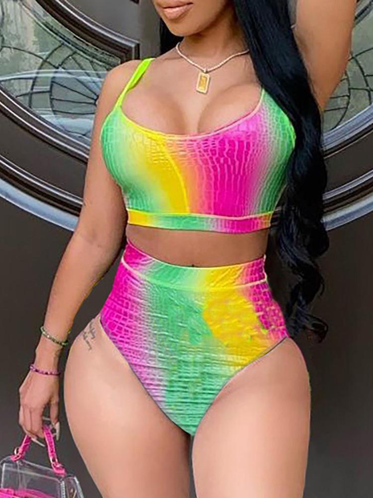 Spaghetti Strap Colorblock Bikini Set - Bikinis - INS | Online Fashion Free Shipping Clothing, Dresses, Tops, Shoes - 26/04/2021 - BIK210427036 - Bikinis
