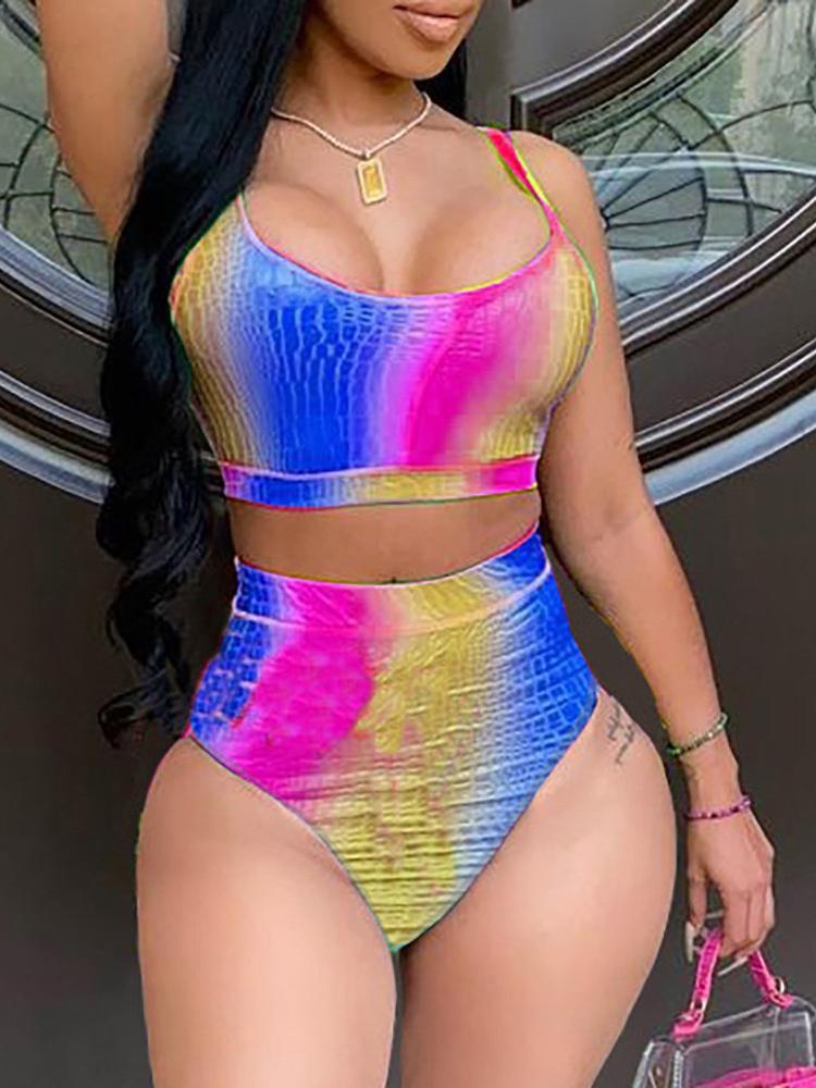 Spaghetti Strap Colorblock Bikini Set - Bikinis - INS | Online Fashion Free Shipping Clothing, Dresses, Tops, Shoes - 26/04/2021 - BIK210427036 - Bikinis
