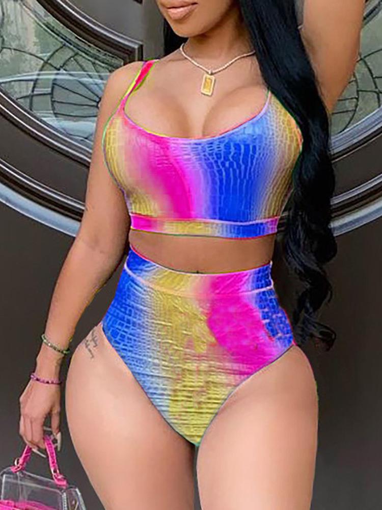 Spaghetti Strap Colorblock Bikini Set - Bikinis - INS | Online Fashion Free Shipping Clothing, Dresses, Tops, Shoes - 26/04/2021 - BIK210427036 - Bikinis