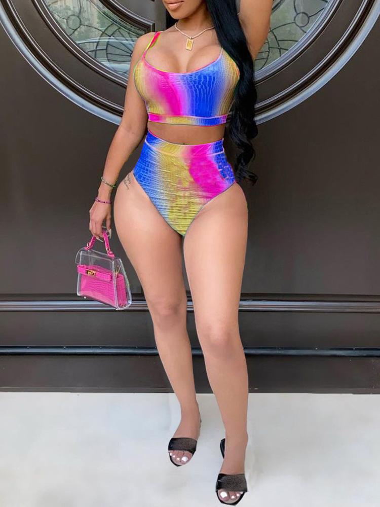 Spaghetti Strap Colorblock Bikini Set - Bikinis - INS | Online Fashion Free Shipping Clothing, Dresses, Tops, Shoes - 26/04/2021 - BIK210427036 - Bikinis