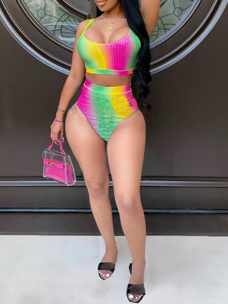 Spaghetti Strap Colorblock Bikini Set - Bikinis - INS | Online Fashion Free Shipping Clothing, Dresses, Tops, Shoes - 26/04/2021 - BIK210427036 - Bikinis