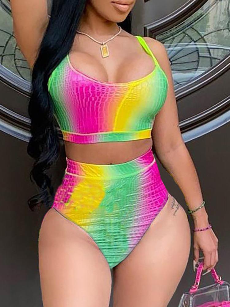 Spaghetti Strap Colorblock Bikini Set - Bikinis - INS | Online Fashion Free Shipping Clothing, Dresses, Tops, Shoes - 26/04/2021 - BIK210427036 - Bikinis