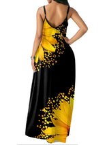 Spaghetti Strap Sunflower Print Pocket Maxi Dress - Maxi Dresses - INS | Online Fashion Free Shipping Clothing, Dresses, Tops, Shoes - "Color_Yellow - 20/04/2021 - Category_Maxi Dresses