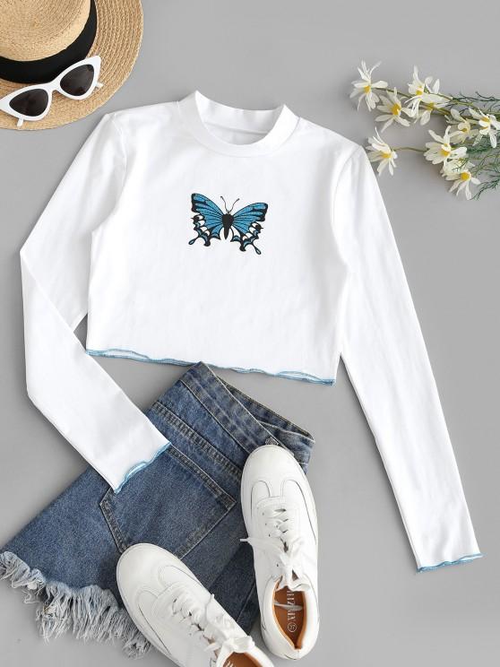 Sparkly Butterfly Print Contrast Trim Crop T-shirt - INS | Online Fashion Free Shipping Clothing, Dresses, Tops, Shoes