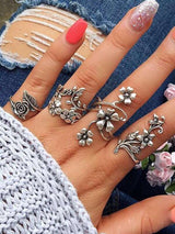 Spiral Flower Wrap Ring Set 4pcs - INS | Online Fashion Free Shipping Clothing, Dresses, Tops, Shoes