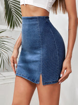 Split Hem Denim Skirt - INS | Online Fashion Free Shipping Clothing, Dresses, Tops, Shoes