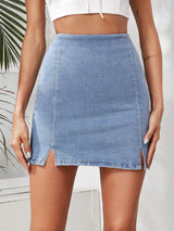 Split Hem Denim Skirt - INS | Online Fashion Free Shipping Clothing, Dresses, Tops, Shoes