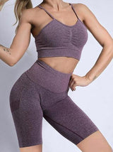 Sports Shorts Fitness Yoga Three-quarter Pants Seamless Bra 2-piece Suit - Yoga Sets - INS | Online Fashion Free Shipping Clothing, Dresses, Tops, Shoes - 13/05/2021 - 13052021 - 130521