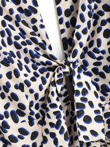 Spot Print Tie Front A Line Mini Dress - INS | Online Fashion Free Shipping Clothing, Dresses, Tops, Shoes