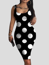 Square Collar Sleeveless Polka Dot Tight Skirt - Mini Dresses - INS | Online Fashion Free Shipping Clothing, Dresses, Tops, Shoes - 09/07/2021 - 10-20 - Color_Black