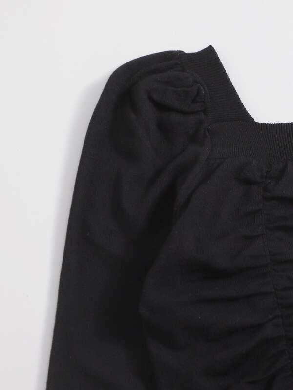 Square Neck Ruched Sweater - INS | Online Fashion Free Shipping Clothing, Dresses, Tops, Shoes