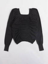 Square Neck Ruched Sweater - INS | Online Fashion Free Shipping Clothing, Dresses, Tops, Shoes