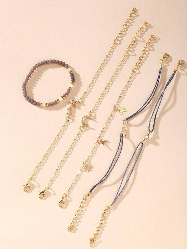 Star & Moon Assorted Bracelet Set - 6pcs - INS | Online Fashion Free Shipping Clothing, Dresses, Tops, Shoes