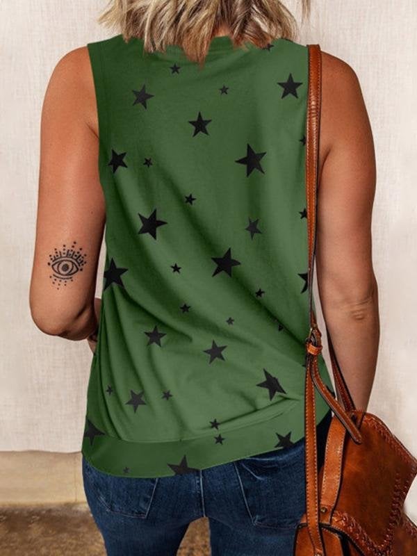 Star Print Sleeveless Pullover Racer Top - Tank Tops - INS | Online Fashion Free Shipping Clothing, Dresses, Tops, Shoes - 10/06/2021 - Color_Coffee - Color_Gray