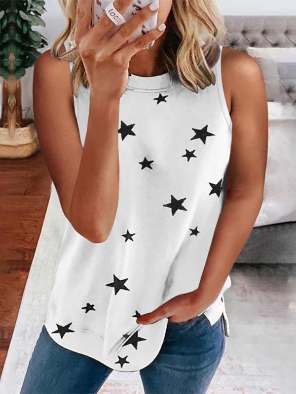 Star Print Sleeveless Pullover Racer Top - Tank Tops - INS | Online Fashion Free Shipping Clothing, Dresses, Tops, Shoes - 10/06/2021 - Color_Coffee - Color_Gray