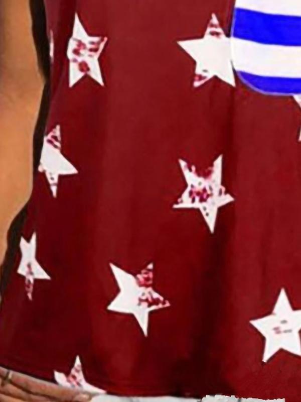 Star Printed Camisole with Stripes Printed Pocket - Tank Tops - INS | Online Fashion Free Shipping Clothing, Dresses, Tops, Shoes - 07/06/2021 - Color_Blue - Color_Red