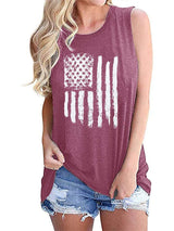 Star Stripe Print Crew Neck Tank Top - Tanks - INS | Online Fashion Free Shipping Clothing, Dresses, Tops, Shoes - 01/06/2021 - Category_Tanks - Color_Blue