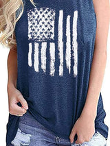 Star Stripe Print Crew Neck Tank Top - Tanks - INS | Online Fashion Free Shipping Clothing, Dresses, Tops, Shoes - 01/06/2021 - Category_Tanks - Color_Blue