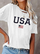 Stars And Stripes Print Ripped T-shirt - T Shirts - INS | Online Fashion Free Shipping Clothing, Dresses, Tops, Shoes - 05/22/2021 - Category_T Shirts - Color_Black