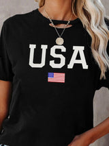 Stars And Stripes Print Ripped T-shirt - T Shirts - INS | Online Fashion Free Shipping Clothing, Dresses, Tops, Shoes - 05/22/2021 - Category_T Shirts - Color_Black