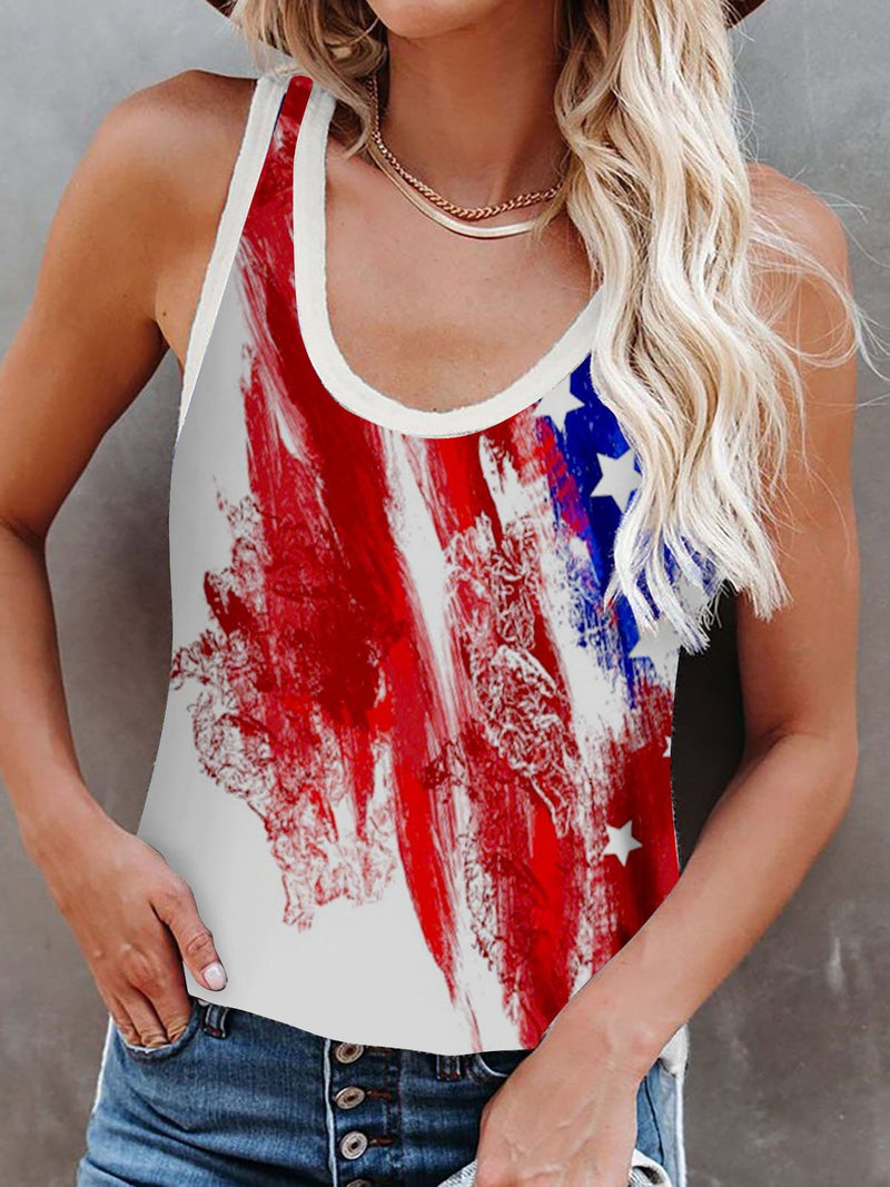 Stars Multicolor Printing Casual Tank Top - Tanks - INS | Online Fashion Free Shipping Clothing, Dresses, Tops, Shoes - 01/06/2021 - Category_Tanks - Color_Red