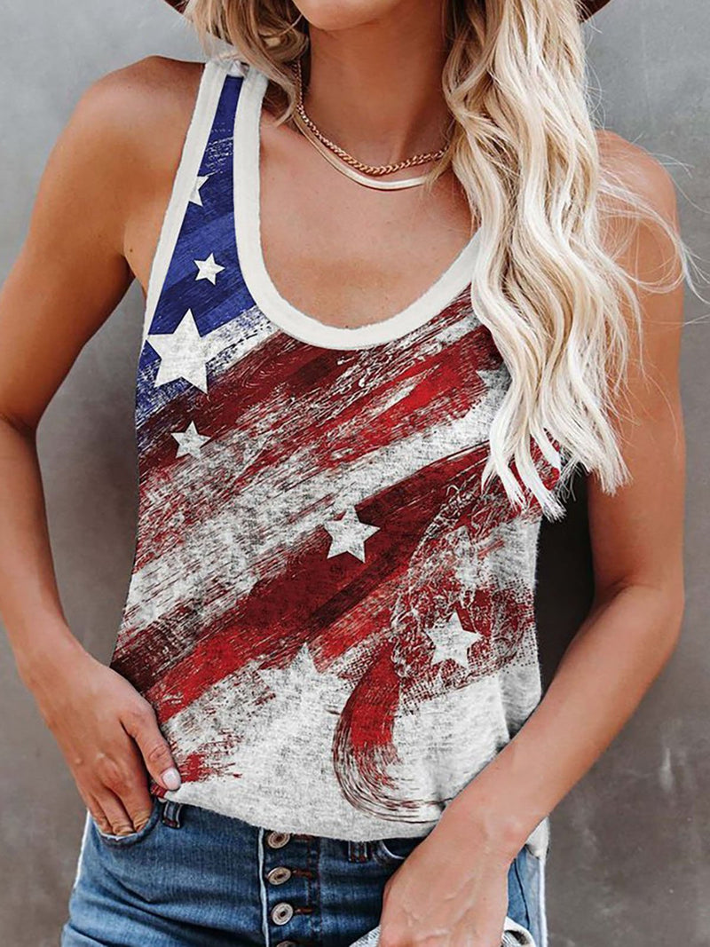 Stars Multicolor Printing Casual Tank Top - Tanks - INS | Online Fashion Free Shipping Clothing, Dresses, Tops, Shoes - 01/06/2021 - Category_Tanks - Color_Red