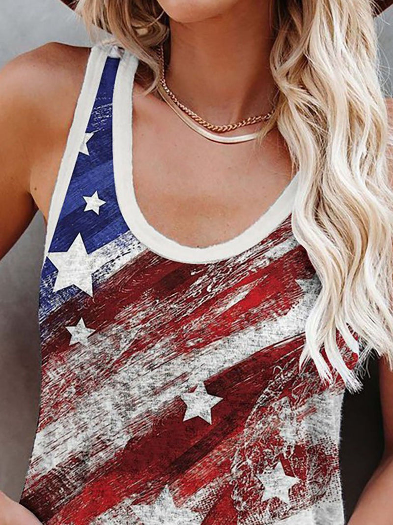 Stars Multicolor Printing Casual Tank Top - Tanks - INS | Online Fashion Free Shipping Clothing, Dresses, Tops, Shoes - 01/06/2021 - Category_Tanks - Color_Red