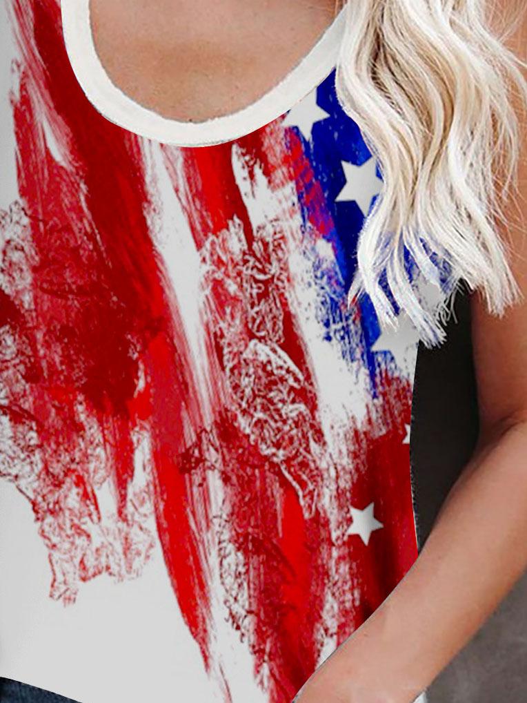 Stars Multicolor Printing Casual Tank Top - Tanks - INS | Online Fashion Free Shipping Clothing, Dresses, Tops, Shoes - 01/06/2021 - Category_Tanks - Color_Red