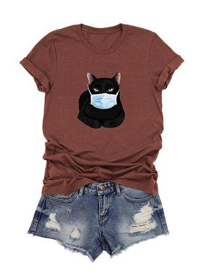 Stay at Home Cat Mom T-shirt - T-Shirts - INS | Online Fashion Free Shipping Clothing, Dresses, Tops, Shoes - Cat - Color_Black - GMC-black-cat-series