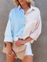 Stitched Color Striped Single-breasted Shirt - Blouses - INS | Online Fashion Free Shipping Clothing, Dresses, Tops, Shoes - 05/07/2021 - 30-40 - BLO2107051165
