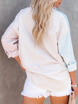 Stitched Color Striped Single-breasted Shirt - Blouses - INS | Online Fashion Free Shipping Clothing, Dresses, Tops, Shoes - 05/07/2021 - 30-40 - BLO2107051165
