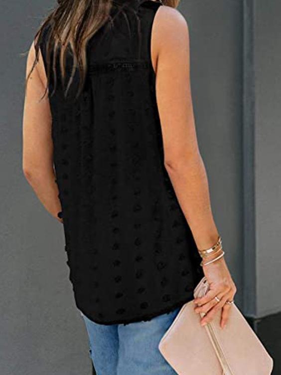 Stitched Polka Dot Bohemian Chiffon Vest - Tank Tops - INS | Online Fashion Free Shipping Clothing, Dresses, Tops, Shoes - 16/07/2021 - 20-30 - color-black