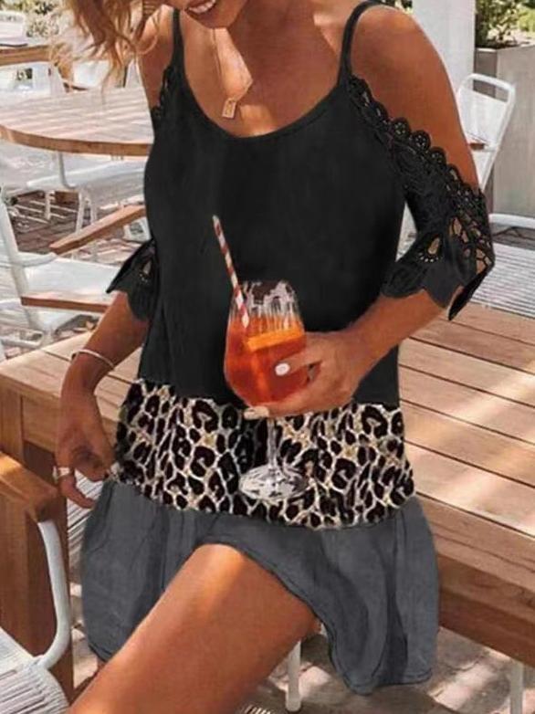 Stitching Lace Sleeve Sling Dress - Mini Dresses - INS | Online Fashion Free Shipping Clothing, Dresses, Tops, Shoes - 15/06/2021 - Color_Black - Color_Gray